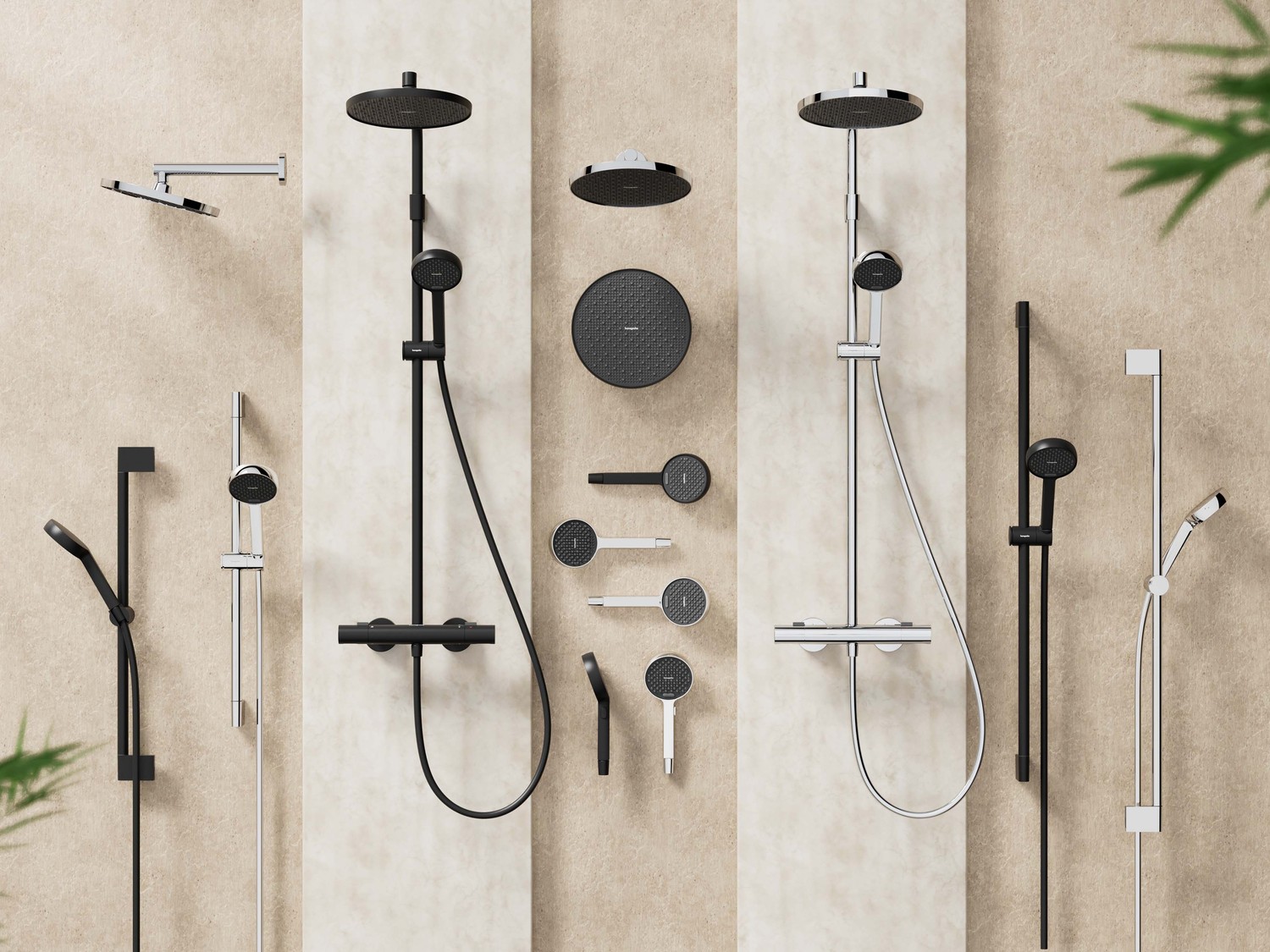 Nowoczesny zestaw prysznicowy z deszczownicą fot. Hansgrohe