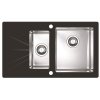 Alveus Karat 20 Zlewozmywak szklany 86x50 cm 1,5-komorowy z ociekaczem prawy czarny/satyna 1103659