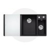 Blanco Axia III 6 S-F Zestaw Zlewozmywak kompozytowy półtorakomorowy 99x51 cm prawy czarny + deska kuchenna szklana + odsączarka stalowa 525854