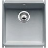 Blanco Subline 375-U Zlewozmywak ceramiczny jednokomorowy 41,4x45,6 cm podwieszany, z korkiem automatycznym, z powłoką PuraPlus, szarość aluminium 516041