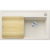 Blanco Zenar 45 S Zlewozmywak kompozytowy jednokomorowy 86x51 cm delikatny biały prawy + deska kuchenna drewniana 527177 