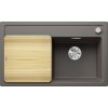 Blanco Zenar 45 S Zlewozmywak kompozytowy jednokomorowy 86x51 cm wulkaniczny szary prawy + deska kuchenna drewniana 527360