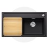 Blanco Zenar 5 S Zestaw Zlewozmywak kompozytowy jednokomorowy 91,5x51 cm prawy czarny + deska kuchenna drewniana 526045