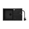 Deante Andante Zestaw Zlewozmywak granitowy jednokomorowy 78x49 cm + bateria kuchenna czarny mat ZQNNN113