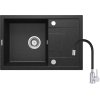 Deante Corio Zestaw Zlewozmywak granitowy jednokomorowy 67x44 cm + bateria kuchenna grafit/czarny ZRCP2113