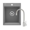 Deante Corio Zestaw Zlewozmywak granitowy jednokomorowy 40x50 cm + bateria kuchenna szary metalik ZRCPS103