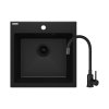 Deante Evora Zestaw Zlewozmywak granitowy jednokomorowy 50x50 cm + bateria kuchenna czarny mat ZQJNN103