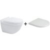 Duravit Starck 3 Zestaw Toaleta WC podwieszana 54x36 cm Rimless bez kołnierza z deską sedesową wolnoopadającą biały 45270900A1 2527090000+0063890000