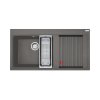 Franke Mythos MTG 611-100 Zestaw Zlewozmywak granitowy jednokomorowy 100x51,5 cm lewy + wkładka ociekowa + rollmata kamienny szary 114.0743.111