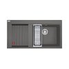 Franke Mythos MTG 611-100 Zestaw Zlewozmywak granitowy jednokomorowy 100x51,5 cm prawy + wkładka ociekowa + rollmata kamienny szary 114.0743.107