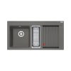 Franke Mythos MTG 651-100 Zestaw Zlewozmywak granitowy półtorakomorowy 100x51,5 cm lewy + wkładka ociekowa + rollmata kamienny szary 114.0743.117