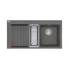 Franke Mythos MTG 651-100 Zestaw Zlewozmywak granitowy półtorakomorowy 100x51,5 cm prawy + wkładka ociekowa + rollmata kamienny szary 114.0743.114