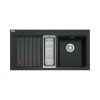 Franke Mythos MTG 651-100 Zestaw Zlewozmywak granitowy półtorakomorowy 100x51,5 cm prawy + wkładka ociekowa + rollmata onyx/stal szlachetna 114.0743.115