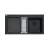Franke Mythos MTG 651-100 Zestaw Zlewozmywak granitowy półtorakomorowy 100x51,5 cm prawy + wkładka ociekowa + rollmata onyx/czarny mat 114.0743.116