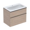 Geberit iCon Zestaw szafka podumywalkowa + umywalka meblowa 75x48x63 cm biały z powłoką KeraTect/dąb melaminowa struktura drewna/lava mat malowany proszkowo 502.332.JH.1