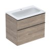 Geberit iCon Zestaw szafka podumywalkowa + umywalka meblowa 75x48x63 cm biały z powłoką KeraTect/orzech hickory melaminowa struktura drewna/lava mat malowany proszkowo 502.332.JR.1