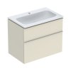 Geberit iCon Zestaw szafka podumywalkowa + umywalka meblowa 75x48x63 cm biały z powłoką KeraTect/szary piaskowy lakierowany wysoki połysk/szary piaskowy mat malowany proszkowo 502.332.JL.1
