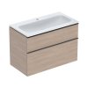 Geberit iCon Zestaw szafka podumywalkowa + umywalka meblowa 90x48x63 cm biały z powłoką KeraTect/dąb melaminowa struktura drewna/lava mat malowany proszkowo 502.333.JH.1