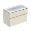 Geberit iCon Zestaw szafka podumywalkowa + umywalka meblowa 90x48x63 cm biały z powłoką KeraTect/szary piaskowy lakierowany wysoki połysk/szary piaskowy mat malowany proszkowo 502.333.JL.1