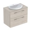 Geberit Selnova Square Zestaw szafka podumywalkowa + umywalka wpuszczana w blat 59,1x50,2x70,3 cm biały/orzech włoski hickory jasny melamina struktura drewna 502.875.00.1