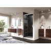 Huppe Aura Elegance 4-kąt Drzwi suwane 1-częściowe ze stałym segmentem 120x190 cm profile srebrne matowe szkło sand plus 401404.087.315