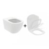 Ideal Standard Tesi Zestaw Toaleta WC AquaBlade bez kołnierza + deska wolnoopadająca Thin biały mat T0079V1+T3527V1
