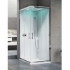 Novellini Eon A80 Kabina masażowo-parowa narożna kwadratowa 80x80x229,5 cm drzwi przesuwne, z sauną, z dachem, deszczownicą, białe LED, szkło przezroczyste, profile chrom mat EONA80T1N-1UK