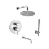 Paffoni Light Zestaw wannowo-prysznicowy podtynkowy z deszczownicą 22,5 cm stal szczotkowana LIG019ZSCW3AST