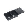 Quadron Evan 121 Zlewozmywak granitowy dwukomorowy 116x50 cm czarny/stal szczotkowana HQE11650U8_BS_P2O
