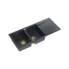 Quadron Evan 121 Zlewozmywak granitowy dwukomorowy 116x50 cm czarny/złoty HQE11650U8_PVDG1_P2O