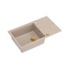 Quadron Evan 136 XL Zlewozmywak granitowy jednokomorowy 86x50 cm beżowy pearl beige/złoty PVD HCQE58650U2_PVDG1_P2O