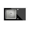 Quadron Hugh Zlewozmywak stalowy szklany jednokomorowy 77x44 cm czarny/stalowy ST3577SC1BS