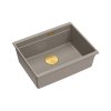 Quadron Logan 100 Zlewozmywak granitowy jednokomorowy 56x45 cm szarobeżowy/złoty HQJ6045U4_PVDG1_U