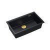 Quadron Logan 110 Zlewozmywak granitowy jednokomorowy 76x44 cm czarny mat/złoty HQD7644U7_PVDG1_U