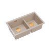 Quadron Logan 120 Zlewozmywak granitowy dwukomorowy podwieszany 76x45 cm beżowy pearl beige/miedziany PVD HQL7645U2_PVDC1_U