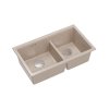 Quadron Logan 120 Zlewozmywak granitowy dwukomorowy podwieszany 76x45 cm beżowy pearl beige/stalowy HQL7645U2_BS_U