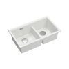 Quadron Logan 120 Zlewozmywak granitowy dwukomorowy podwieszany 76x45 cm biały snow white/stalowy HQL7645U1_BS_U