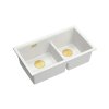 Quadron Logan 120 Zlewozmywak granitowy dwukomorowy podwieszany 76x45 cm biały snow white/złoty PVD HQL7645U1_PVDG1_U
