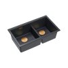 Quadron Logan 120 Zlewozmywak granitowy dwukomorowy podwieszany 76x45 cm czarny black diamond/miedziany PVD HQL7645U8_PVDC1_U