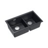 Quadron Logan 120 Zlewozmywak granitowy dwukomorowy podwieszany 76x45 cm czarny black diamond/stalowy HQL7645U8_BS_U
