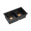 Quadron Logan 120 Zlewozmywak granitowy dwukomorowy podwieszany 76x45 cm czarny mat pure carbon/miedziany PVD HQL7645U7_PVDC1_U