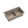 Quadron Logan 120 Zlewozmywak granitowy dwukomorowy podwieszany 76x45 cm szarobeżowy soft taupe/miedziany PVD HQL7645U4_PVDC1_U