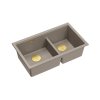Quadron Logan 120 Zlewozmywak granitowy dwukomorowy podwieszany 76x45 cm szarobeżowy soft taupe/złoty PVD HQL7645U4_PVDG1_U