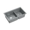 Quadron Logan 120 Zlewozmywak granitowy dwukomorowy podwieszany 76x45 cm szary silver stone/stalowy HQL7645U5_BS_U