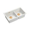 Quadron Logan 120 Zlewozmywak granitowy dwukomorowy wpuszczany 76x45 cm biały snow white/miedziany PVD HQL7645U1_PVDC1_I