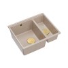 Quadron Logan 150 Zlewozmywak granitowy półtorakomorowy podwieszany 55,5x46 cm beżowy pearl beige/złoty HCQL5646U2-G1_U