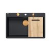 Quadron Marc 110 FM Zestaw zlewozmywak granitowy jednokomorowy 75x49 cm + syfon + dozownik + deska czarny mat/miedziany HQM7650U7_FM_PVDC1