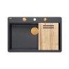 Quadron Marc 110 FM Zestaw zlewozmywak granitowy jednokomorowy 75x49 cm + syfon + dozownik + deska grafitowy/miedziany HQM7650U8_FM_PVDC1