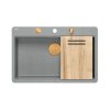 Quadron Marc 110 FM Zestaw zlewozmywak granitowy jednokomorowy 75x49 cm + syfon + dozownik + deska szary/miedziany HQM7650U5_FM_PVDC1