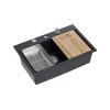Quadron Marc 110 Zestaw Zlewozmywak granitowy jednokomorowy 76x50 cm + syfon + dozownik + wkładka ociekowa + Qmata + deska black diamond/elementy stalowe HQM7650U8_BS